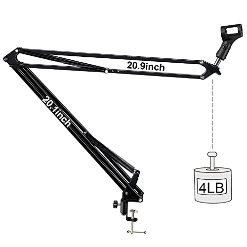 Microphone Arm, Upgraded Mic Arm Microphone Stand Boom, Oversized 20.9â€œ length Heavy Duty Microphone Stand with Adjustable Suspension Boom Scissor Stands for Blue Yeti,Blue Spark and Other Mic Stand