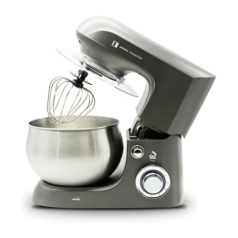 Imperial Küchenmaschine Knetmaschine 5L 6-Teiligem Patisserie-Set Schneebesen Mischhaken Knethaken Spritzschutzdeckel 1800W Leistungsstark Teigknetmaschine Cover