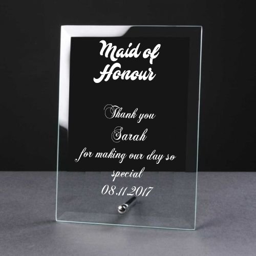 ukgiftstoreonline Personalised Engraved Glass Plaque Maid Of Honour Gift