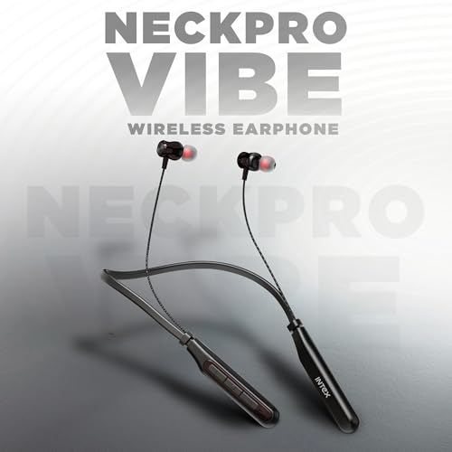 Image of Intex NeckPro Vibe Wireless Neckband Earphones with 30H Playtime | Bluetooth v5.3, AI Assistant | Magnetic Earbuds, Type-C Fast Charging | Deep Bass & HD Mic for Calling - Black
