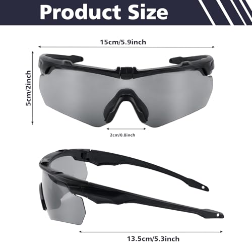 GGBuy Tactical Shooting Glasses Safety Glasses Hunting Riding Interchangeable Lens Wrap-Around High Impact Eye Protection
