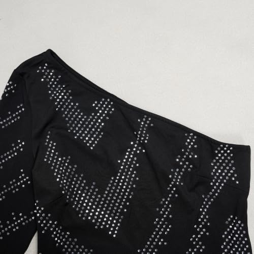 Image of PORRCEY Women's Sexy Rhinestone Mesh See Through Party Night Prom Dress