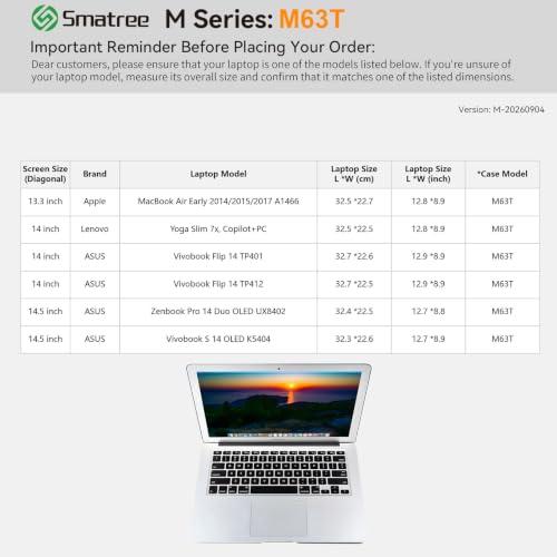 Image of Smatree M63T 14 inch Hard Laptop Sleeve for Lenovo Yoga Slim 7X Copilot+PC