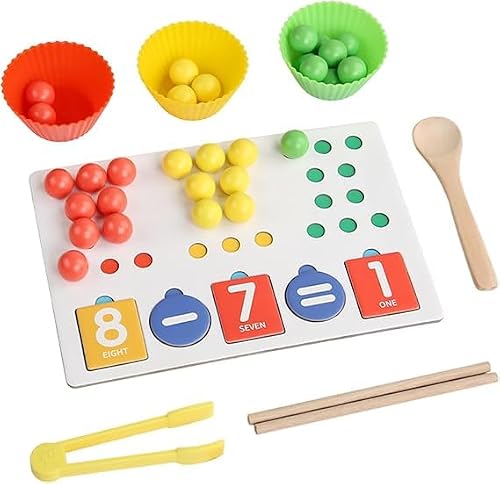 Montessori Bead Clamp Digit Decomposition Maths Learning Toy, Counting Board with Number Cards, Colour Sorting, for Toddlers