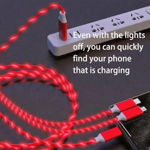 Image of Three in one USB Cable, Multifunctional Interface, Supports Fast Charging, Fast Data Transfer, Compatible with Almost All Mobile Devices, red Glow in The Dark Lighting