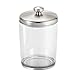 iDesign Gina Plastic Bathroom Vanity Canister with Lid for Cotton Balls, Swabs, Cosmetic Pads, Candy, 3.25