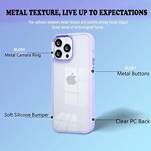 Image of mobistyle Designed for iPhone 13 Pro Back Cover, Enhanced Metal Camera Guard Shockproof Back Cover Case Compatible with iPhone 13 Pro (Polycarbonate | Purple)