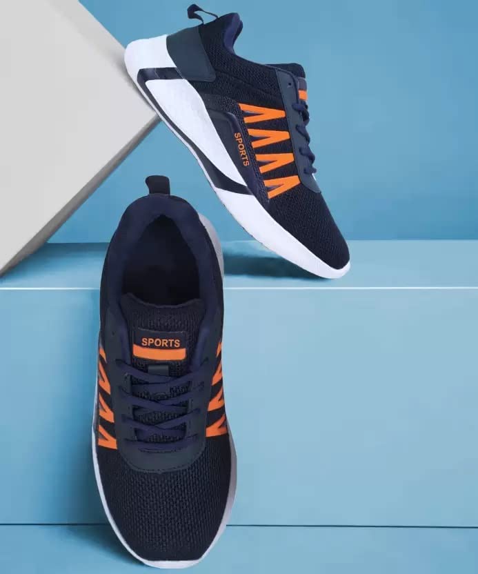 Image of Trendy Running Shoes for Men Sneakers for Men (Color- Blue & Orange) Size-10(7) G