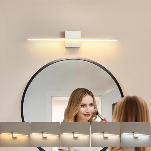 Image of Modern Bathroom Vanity Light 16 Inch, 14W Brushed Nickel Bathroom Light Fixture Over Mirror, Dimmable 5CCT LED Wall Sconce Lighting for Restroom Mirror Farmhouse