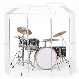 Drum Shield: Portable 5-Panel Acrylic Sound Barrier (2ftx5ft/6ft) w/Deflectors & Steel Hinges (5 panels with deflectors)