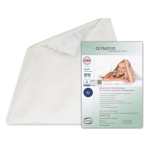 Allsana Allergiker Deckenbezug 135x200 cm | Allergie Bettwäsche | Anti Milben Encasing | Milbenschutz für Hausstauballergiker | allergendichter Zwischenbezug für die Bettdecke | TÜV geprüft