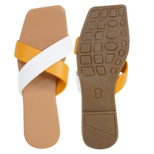 Image of TIGER COLLECTIONS Women's Flat Cross Strap Slippers | Comfortable Open Toe Casual Slip-On Sandals | Lightweight Anti-Skid Daily Wear Fashion Flats for Women & Girls