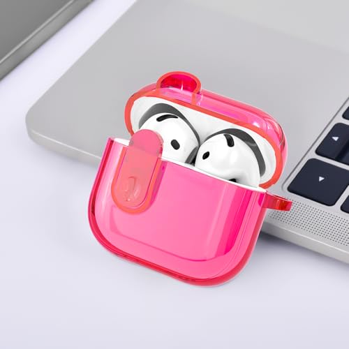 Image of (with Safety Lock) Clear Case Compatible with Cute Apple Airpods 4 Cases 2024 Women, VISOOM Soft TPU Transparency Air pods 4 Gen Case iPods 4 Earbuds Case Girl Bling Keychain for Airpod iPod 4th Gen