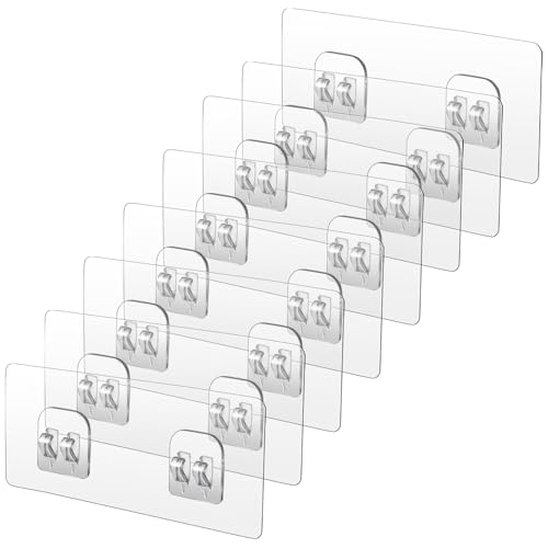 WLLHYF Shower Caddy Adhesive Hooks Replacement Strong Stickers Shower Hooks Wall Hooks Waterproof for Bathroom Shower Shelf Basket Soap Dish Hanging Hooks No Drilling (8 Transparent)