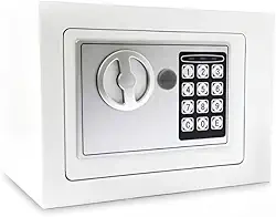Cofre Eletrônico Teclado Com Senha e 2 Chaves 23 x 17 x 17 cm(Branco)