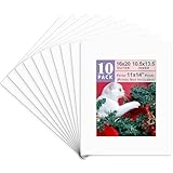 Golden State Art, Pack of 10, 16x20 Classic White Picture Mats with White Core Bevel Edge for 11x14 Pictures - 4 Ply Thickness