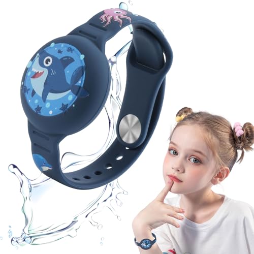 Bzzerumy AirTag Pulsera para niños – rastreador GPS, pulsera de emergencia SOS, pulsera oculta AirTag para niños, pulsera Apple Airtag, colgante seguro Airtag