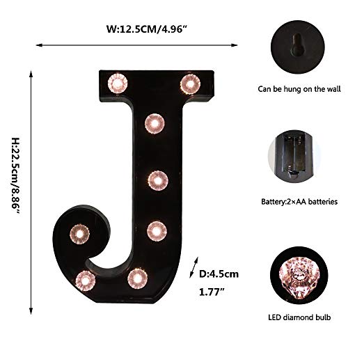 Obrecis Led Black Alphabet Marquee Letters Sign Light Up Marquee Number Letter Lights Sign With Diamond Bulb For Night Light Home Bar Christmas Lamp Birthday Party Wedding Decoration J #TOP4