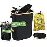 Bangleo Gelber Sack Ständer mit Deckel und Pfandflaschen Sammelbehälter ,Müllsackständer Für 60L-120L,Gelben Sack Mülleimer mit Klammer, Gelber Sack Behälter, Müllsystem für Küche