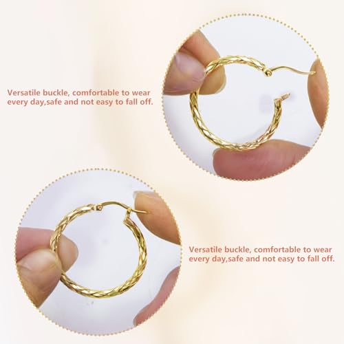 14K Gold Earrings for Women Weave Design 14K Gold Hoop Earrings Classic & Timeless Everyday Luxury Earring Mother’s Day Gifts3