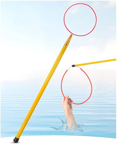 FUFAXHX Extendable Pool Rescue Hook 14.8FT - Pool Safety Hook for Poles Telescopic Life Hooks for Pools Fiberglass Emergency Water Rescue Hook Ring Suitable for Beaches Yachts Lakes and Water Parks