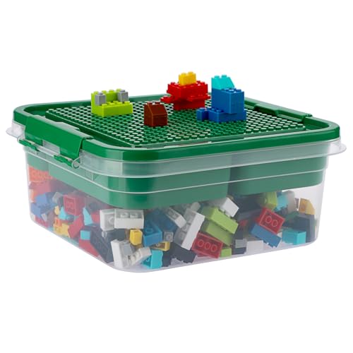 OGANAZI Toy Organizer with Bricks Baseplate Lid for Building Blocks, Bricks Building Set...