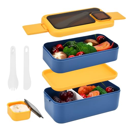 Boîte Bento Inox 1400ml Nutabevr - Sans BPA - Compartiments Amovibles - Écologique