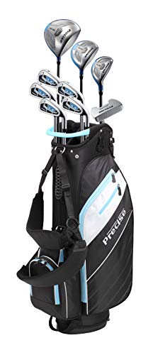 Precise Amg Ladies Womens Complete Golf Clubs Set Includes Driver, Fairway, Hybrid, 6-Pw Irons, Putter, Stand Bag, 3 H/C's - Choose Color And Size! (Light Blue, Regular Size) #TOP1