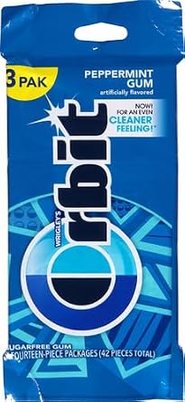 ORBIT Peppermint Sugar Free Chewing Gum Travel Essentials, 3 Ct Pack (Pack of 2)
