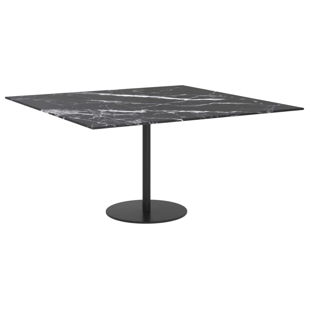 Hothingwell Tischplatte aus gehärtetem Glas, Schwarz, 80 x 80 cm, Marmor-Design, für Esstisch oder Couchtisch, leicht zu reinigen mit einem feuchten Tuch