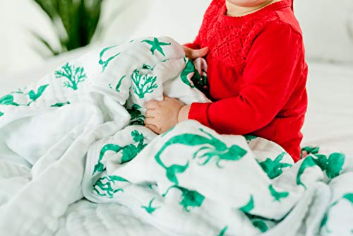 Addison Belle 100% Muslin Cotton Everything Blanket - Oversized 47 Inches X 47 Inches - Premium 4 Layer Muslin Baby Boy Blanket/Dream Blanket (Mermaid) #TOP3