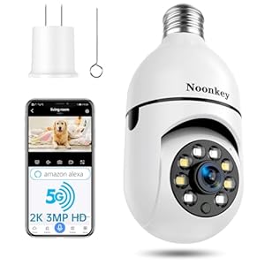 2K/3MP Light Bulb Security Camera, 5G& 2.4GHz WiFi Alexa E27 360° Light Socket Camera for Outdoor, Wireless WiFi Home IP Camera with Motion Tracking Alarm, Color Night Vision,Two-Way Talk.