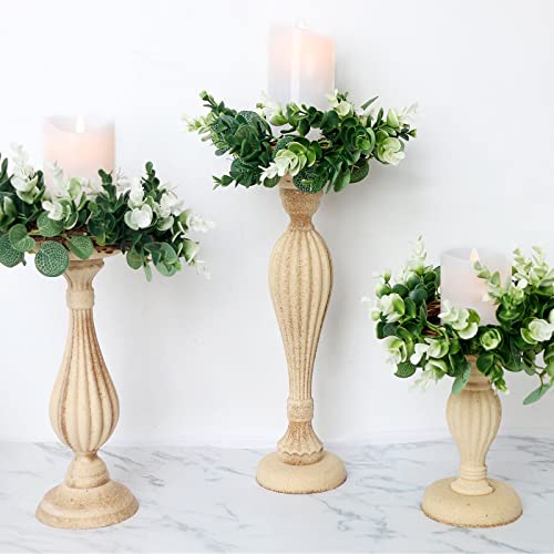 Acmee Set Of 4 Eucalyptus Candle Rings For Pillar - Artificial Greenery Candle Wreaths Green Leaves Farmhouse Wreaths For Wall Window Cabinet Wedding Home Centerpiece Decor #TOP3