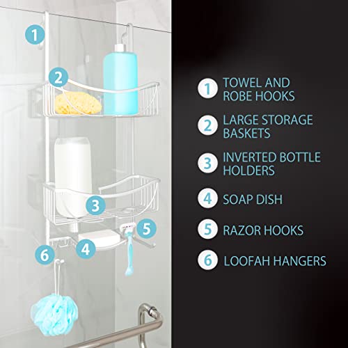 Better Living Products 13634 Venus 3-Tier Over The Shower Door Caddy, Grey #TOP3