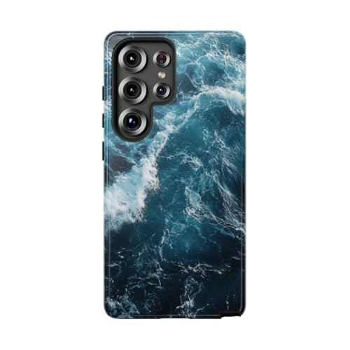 Coque Samsung S25 Ultra Ocean Waves coque rigide brillante motif vagues bleues