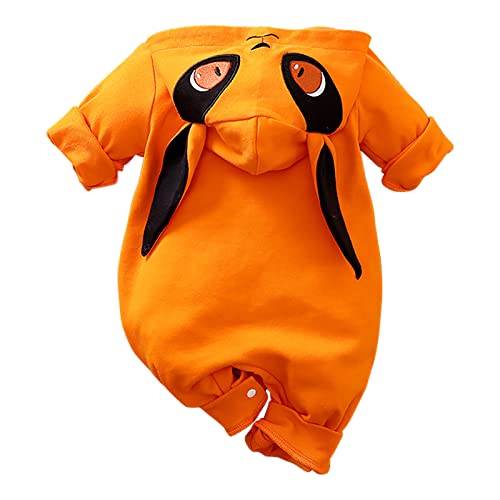Iurnxb Newborn Baby Boys Girls Anime Romper Cotton Long Sleeve Infant Cosplay Costume Jumpsuit Hooded,0-3 Months Orange #TOP7