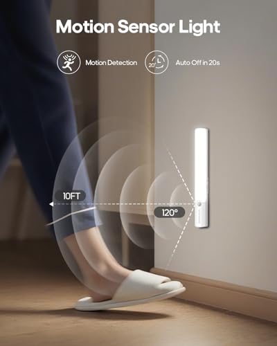 Image of Motion Sensor Light Indoor, Rechargeable Battery Operated Under Cabinet Lighting Wireless, Closet Lights Motion Sensored Night Light,Under Counter Lights for Kitchen, Shelves, Stair
