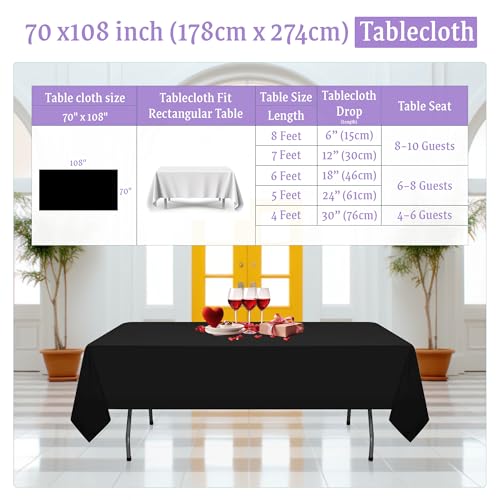 Nappe rectangulaire en polyester noir de 130 g/m² pour table de restaurant et buffet