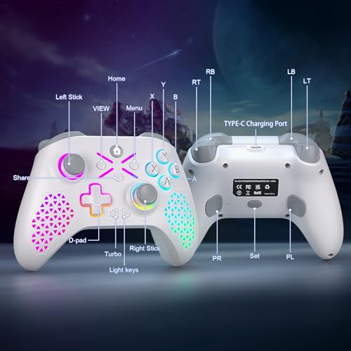 Image of Gamrombo Wireless Led Controller Replacement for Xbox Controller, Xbox One Series X|S, PC Windows, with RGB Light /Marco /Dual Vibration /Turbo
