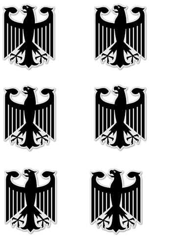 Pack of 6-2'' Stickers - German Eagle Black Vinyl Sticker - Car Phone Helmet Bumper Sticker Decal