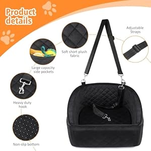 Dog Car Seat for Small Medium Dogs,Detachable Washable Dog Booster Seat Under 30lbs, Pet Car Seat Travel Bed with Storage Pockets and Dog Safety Belt (Black) Dog Car Seat for Small Medium DogsDetachable Washable Dog Booster Seat Under 30lbs Pet Car Seat Travel Bed with Storage Pockets and Dog Safety Belt Black