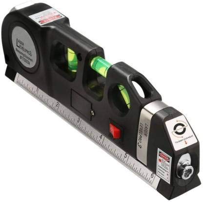 Fancyku Level Laser Plastic Horizon Vertical Measure Tape Aligner Bubbles Ruler Multifunction Leveler Tool (Black)