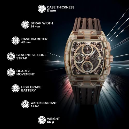 Image of Carlington Nitro Analog Chronograph Men's Polyurethane Strap Wrist Watch | Quartz Movement | Water & Shock Resistant Watch for Men | Casual & Formal Wear - CT 7105