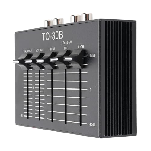 Denash Eciacamos de 3 Bandas Preamplificador de Fono, Ecualizador de Sonido Digital de 2 Canales con un Alto Ajuste de Tono bajo Medio, Control de Volumen Equilibrado para Reproductor