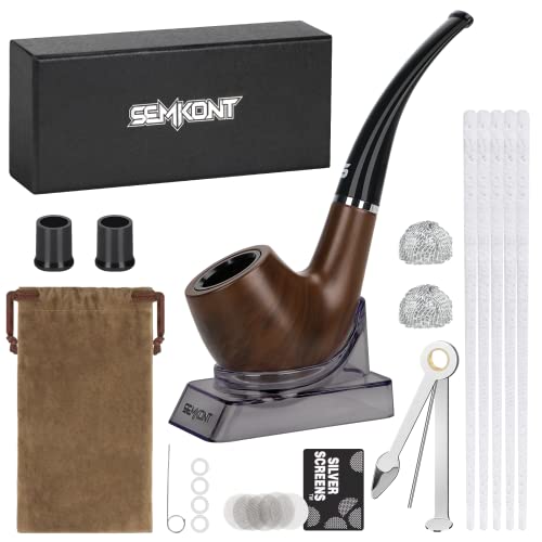 Semkont Tobacco Pipe With Pipe Rest And Pipe Storage Pouch Tobacco Pipe Set, Include Smoking Accessories(Filter Screen, Pipe Cleaner, Pipe Scraper And Pipe Clean Tool), Great Gift For Pipe Beginners #TOP8
