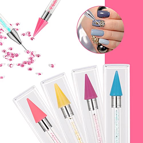 Calsoling 4 Pieces No Wax Needed Diamond Painting Tools Self-Stick Drill Pens, Double Heads No Clay Specialty Design With Diamonds Accessories For 5D Diy Painting Crafts Cross-Stitch #TOP2