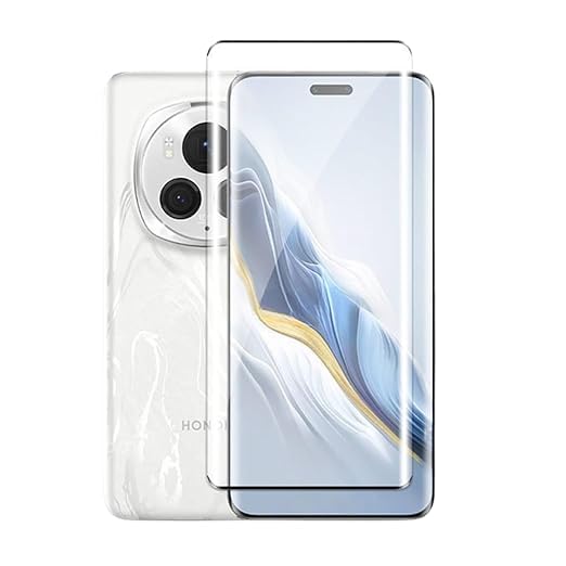 Image of UV Premium HD+ Tempered Glass For Honor Magic 6 Pro (6.67 Inch, Pack of 1) Full Adhesive Curved Glass 100% Fingerprint Working with installation kit