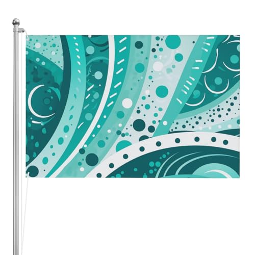 Drapeau circulaire turquoise et blanc résistant au vent pour masquer les murs ternes