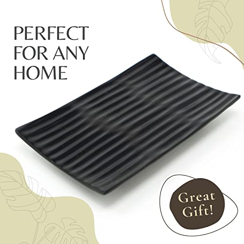 Modern Zen Black Soap Dish With Non Slip Feet - Bar Soap Holder (Bl06) - Soap Tray For Shower #TOP7