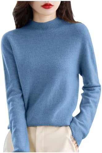Cashmere Sweaters for Women Trendy Long Sleeve Mock Neck Classic Soft Pullover Sweater Dressy Casual Winter Shirts
